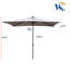 Parasols d'extérieur rectangulaires éclairés à DEL avec manivelle et bouton-poussoir inclinables pour la cour arrière-1300253596