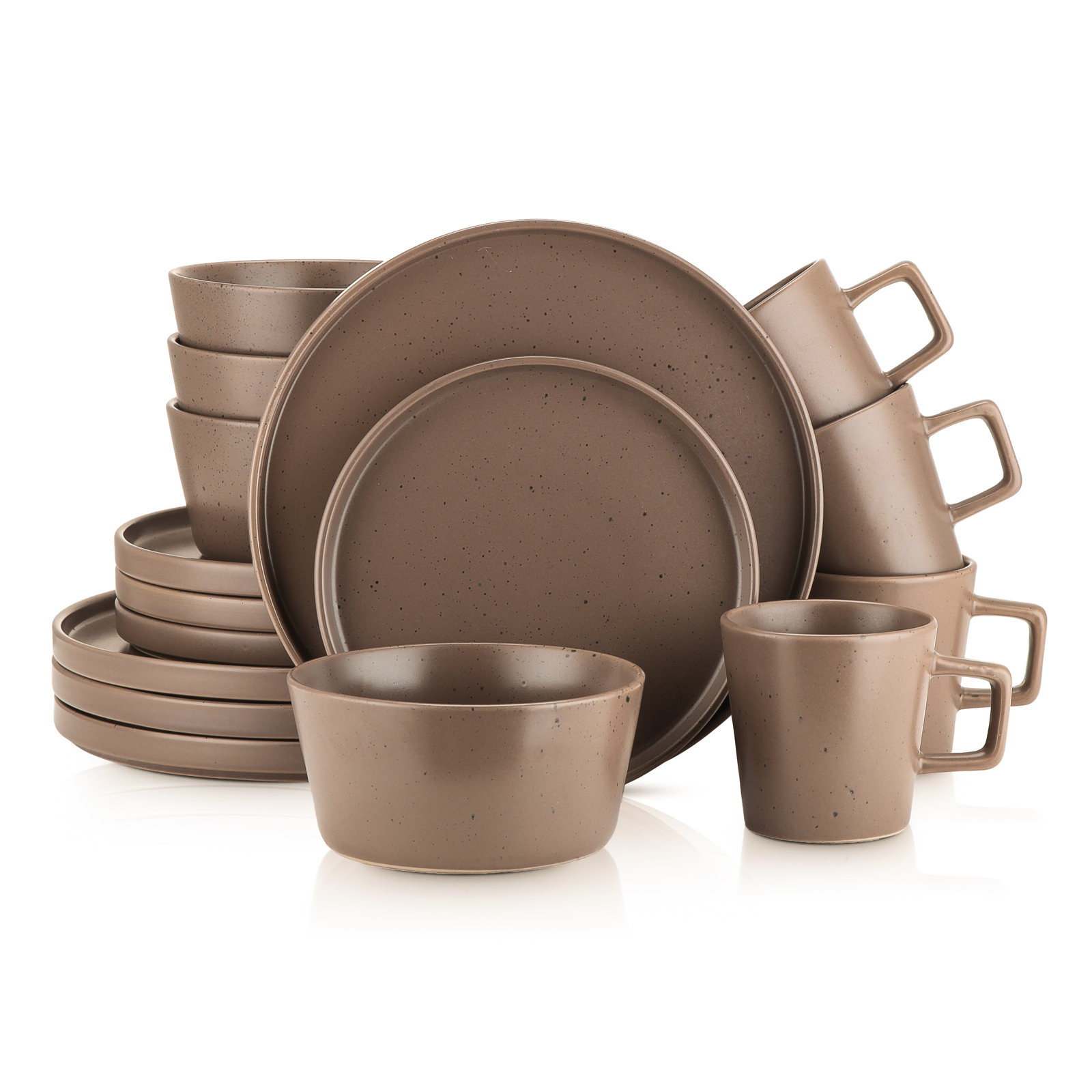 Celina Dinnerware Set, Brown, 16
