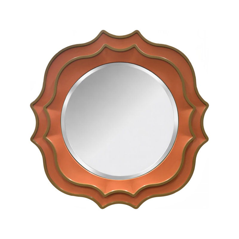 Miroir rond festonné Ethan - orange, Orange