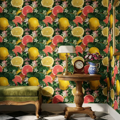 Citrus Wallpaper Lemon Grapefruit Wall Mural