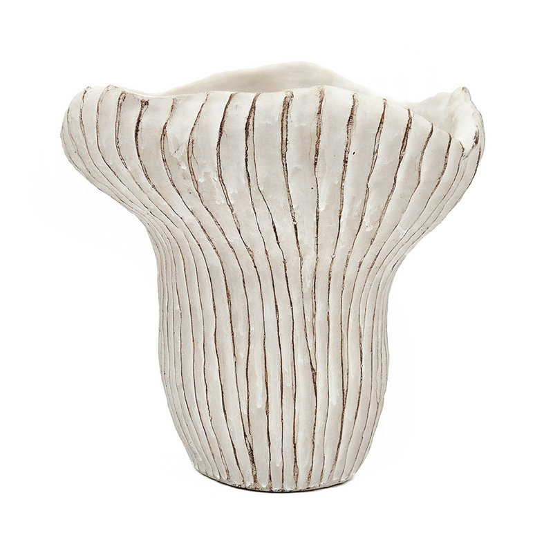 9.3X9x8.7" Sand And Cement Coral Planter With Textured Beige Finish
