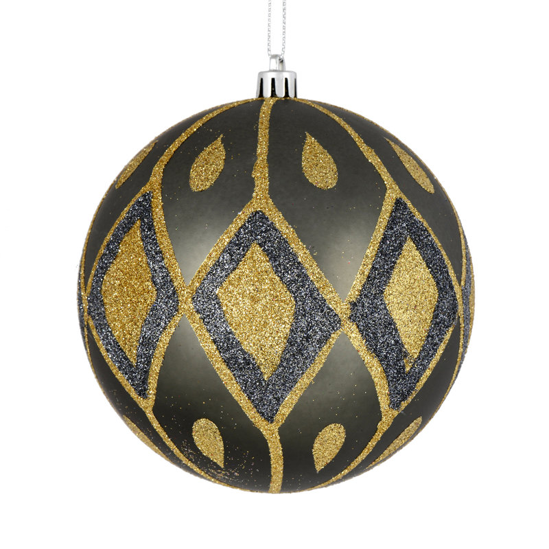 Ornement boule de diamant pailleté mat, Étain, H 4 po x l 4 po x P 4 po