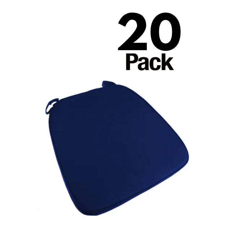 2" Thick Chiavari Chair Pad, Seat Cushion With Hook & Loop Fastener Straps, 20 Pad Bundle By Chivari, Bright Blue