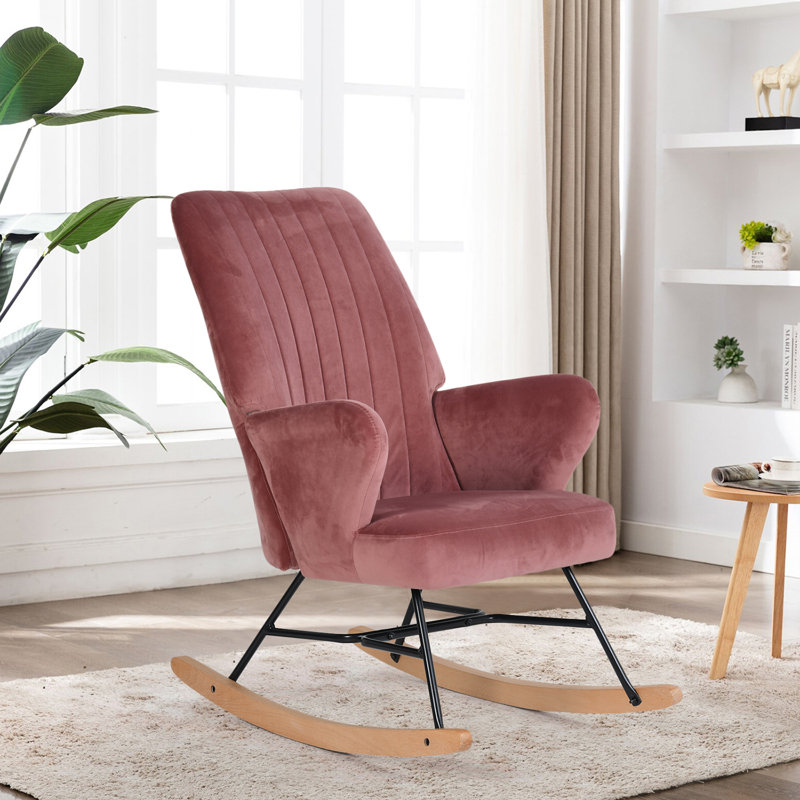 Adcock Upholstered Rocking Chair, Pink