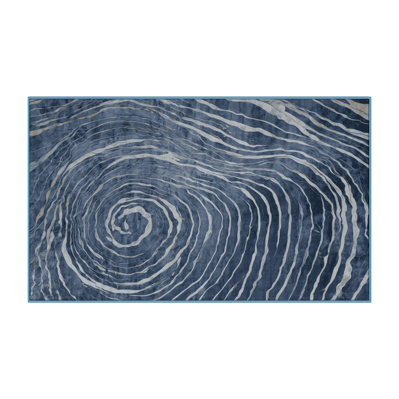 Machine Washable Blue Area Rug, Rectangle 5' x 7'