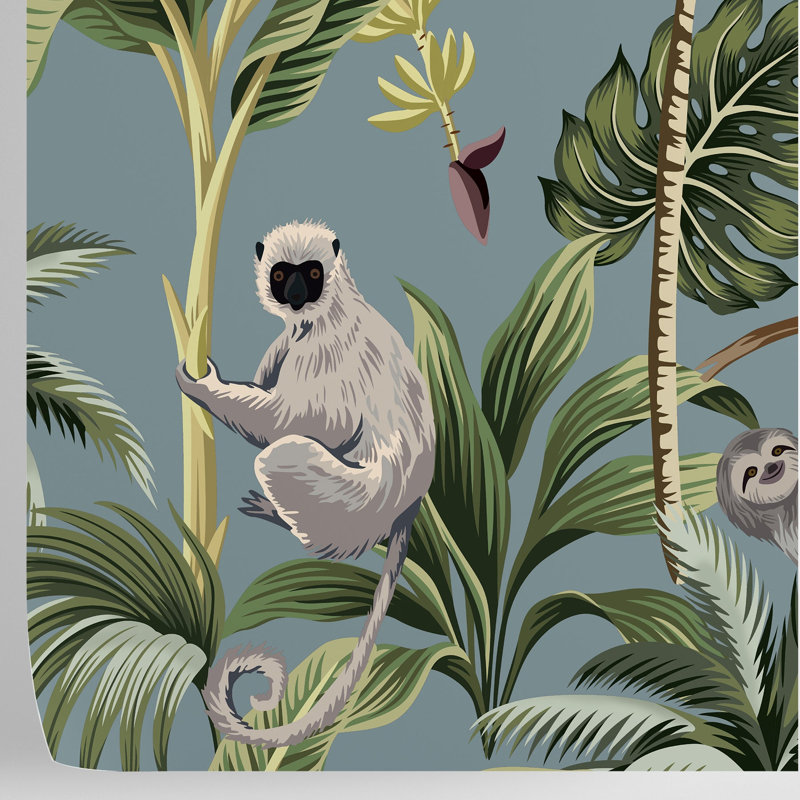 Grey Tropical Jungle Wallpaper