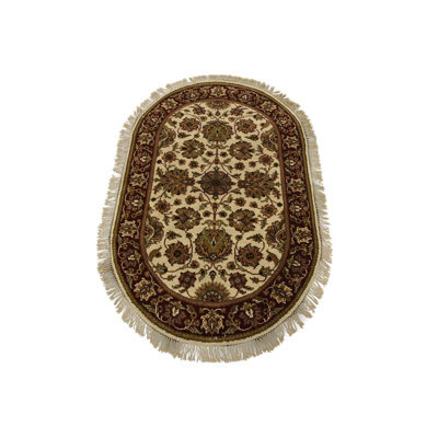 Tapis oriental traditionnel en laine noué à la main 3 pi 2 po x 5 pi Agra Agra