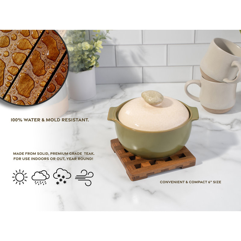 Small Square Teak Wood Heat-Resistant Trivet