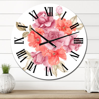 Autumn Bouquet Of Fall Flowers And Leaves I - Traditional wall clock
