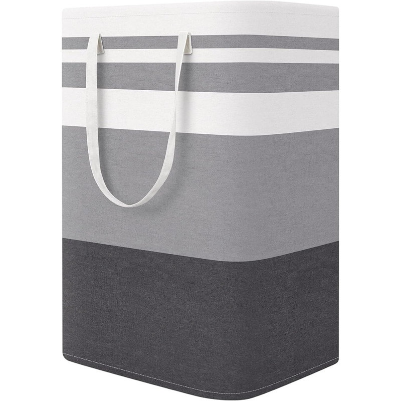 Grand panier à linge pliable avec poignées faciles à transporter, panier à linge autoportant pour la lessive, chambre à coucher, dortoir, serviettes, jouets, gris dégradé