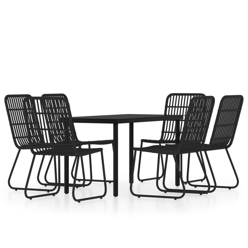 Lindcove 6 - Person Patio Dining Set with Rectangular Table, Black