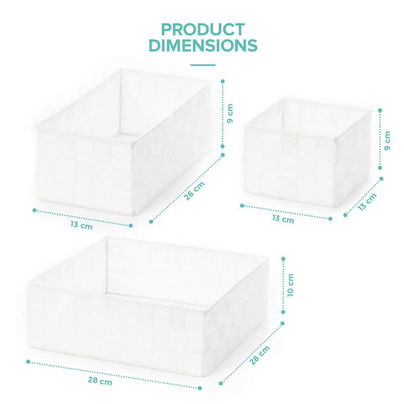 Ebern Designs Weave Baskets 1 Plastic Decorative Basket, White