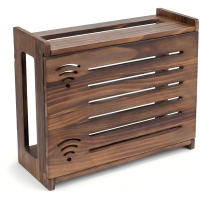 Cache-routeur, tablette pour routeur WiFi, meuble de rangement WiFi en bois avec panneau coulissant, dos ventilé, gestion des câbles
