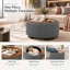 Pouf de rangement rond de 76 cm avec couvercle rabattable, compartiment de rangement dissimulé, tabouret d'appoint pour salon-521495061