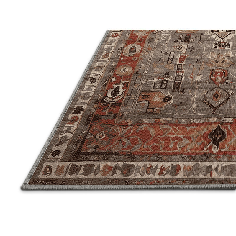 Machine Washable Gray Area Rug, Square 6'