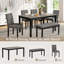 Ensemble de table de salle à manger 6 pièces avec banc et chaises-1854620689-1854620691