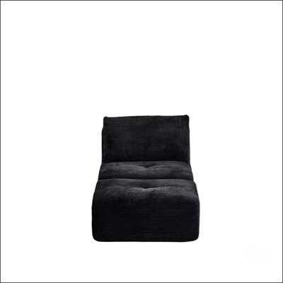 Modern Memory Foam Compressed Sofa, Single Chaise Longue For Living Room, Pet-Friendly Cloud Modular Sectional, Corduroy Fabric, Movable Ottoman, No Assembly Required, Black