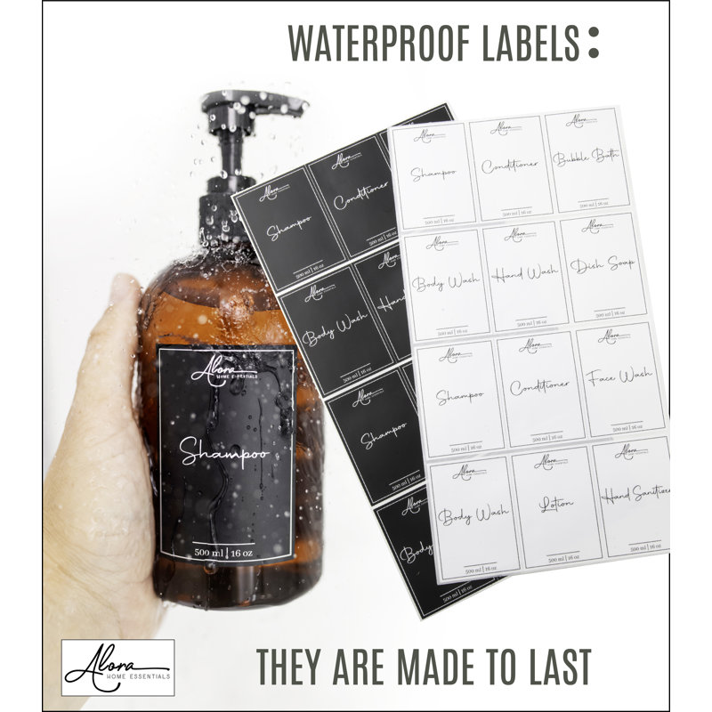 Amber 16oz Refillable Soap Dispenser Set with Labels