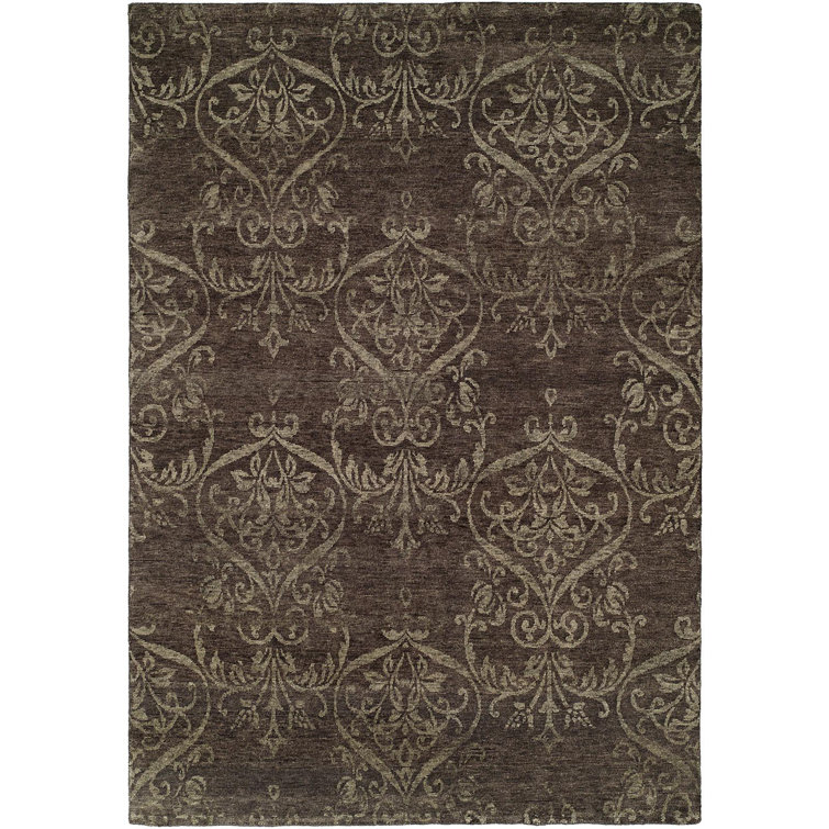 Wool Floral Area Rug in Gray