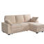 Canapé modulaire multifonctionnel à 3 places avec plateau amovible et porte-gobelets, chaise de rangement, dossiers réglables, revêtement en chenille douce, structure en bois beige pour plateau porte-espace, méridienne