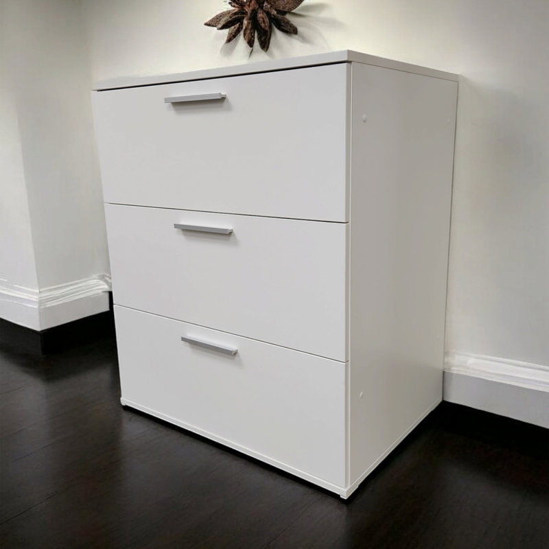 Commode modulaire à trois tiroirs en blanc