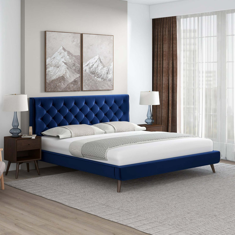 Lit plateforme en velours Dillon