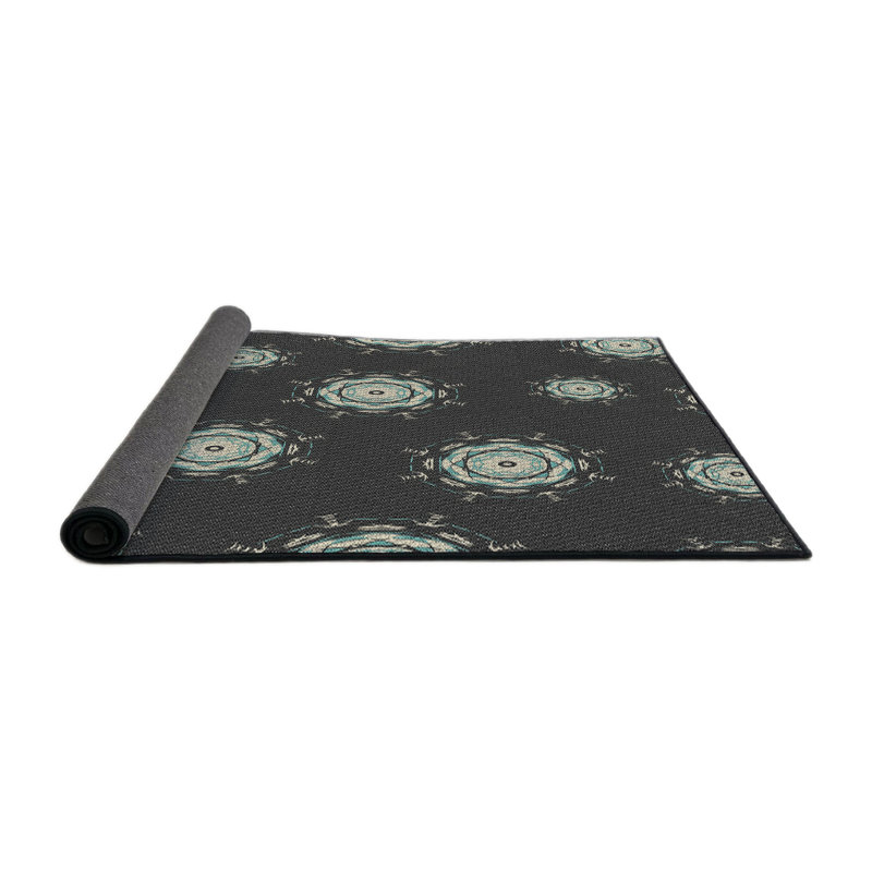 Tapis de zone noire à motifs, Rond 7 pi