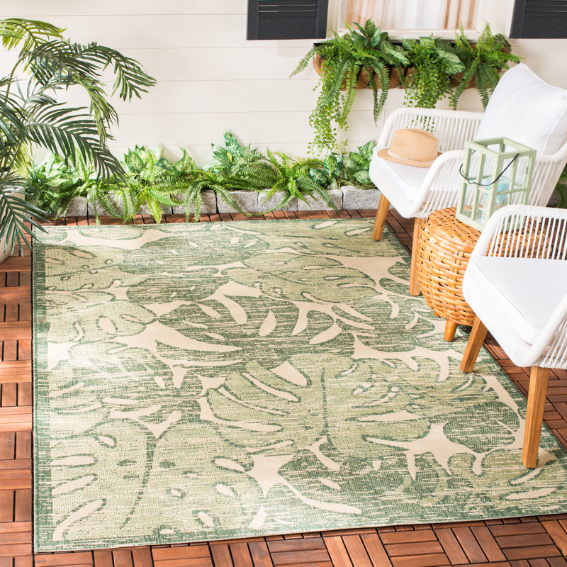 Lueck Performance Floral Indoor/Outdoor Area Rug, Rectangle 4' x 5'7"