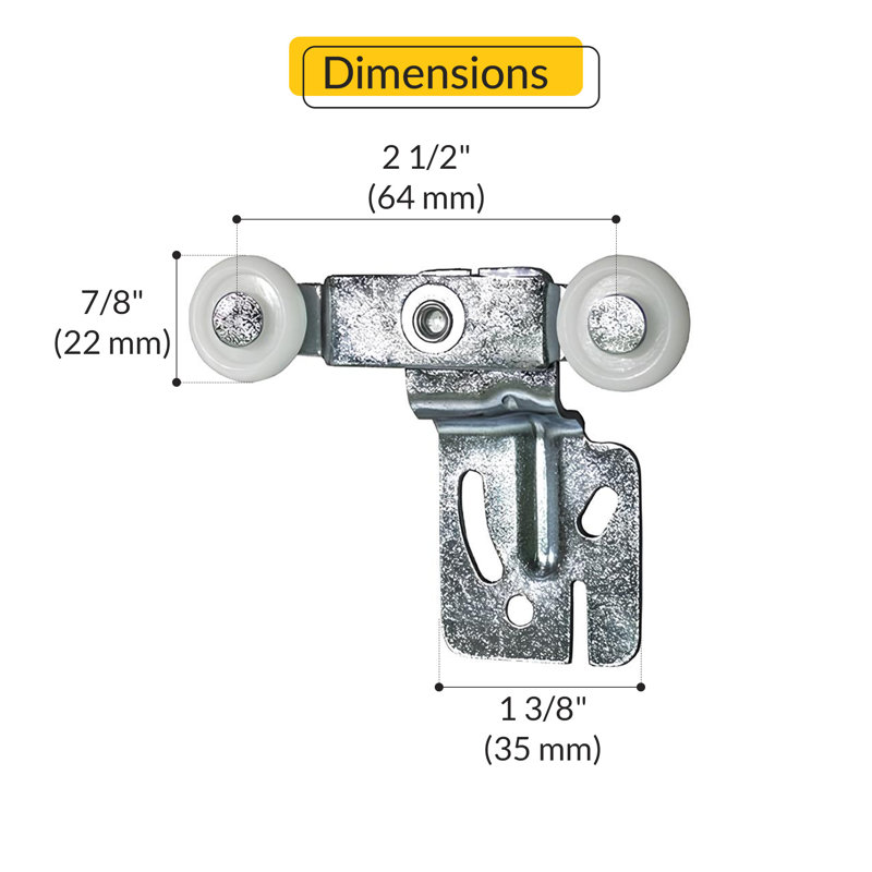 Brixwell 3-113 Offset Bypass Closet Door Hanger Gray