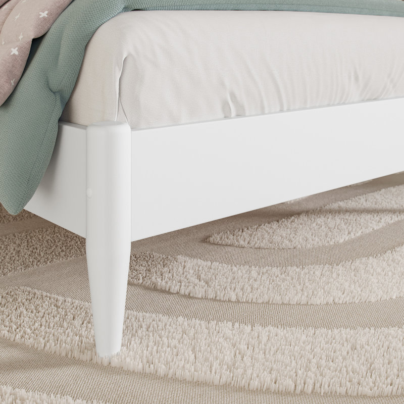 Lit plateforme en bois massif Aritra, Simple, Blanc