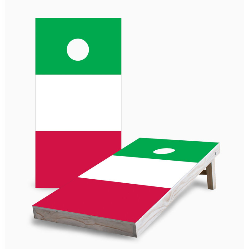 Ensemble de jeu de cornhole 2 x 4 drapeau italien | Comprend (2) planches (8) sacs et accessoires optionnels