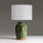 3-way Green Ceramic Table Lamp With White Drum Shade