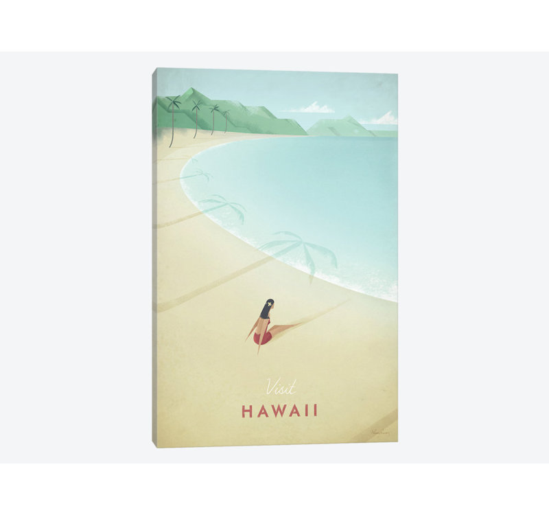 « hawaii », impression sur toile tendue, H 26 po x l 18 po x P 1,5 po, Toile tendue, Pas de tapis