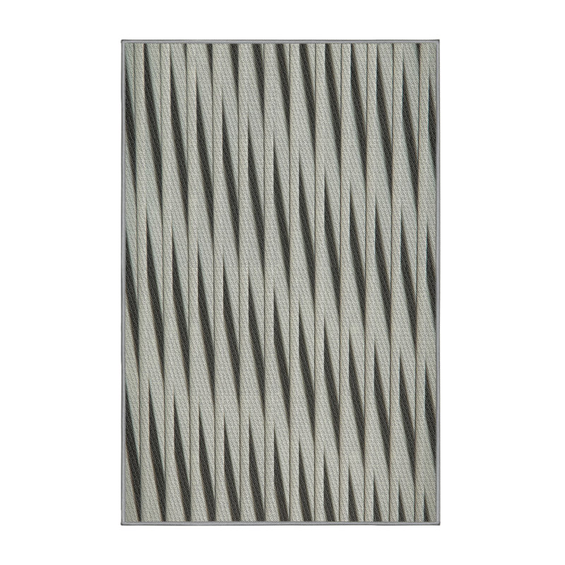 Tapis beige/noir à motifs, Rectangle 3 pi x 5 pi