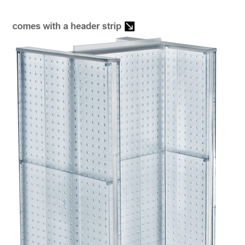 Orange Plastic H-Shaped Pegboard Floor Display with Metal Base