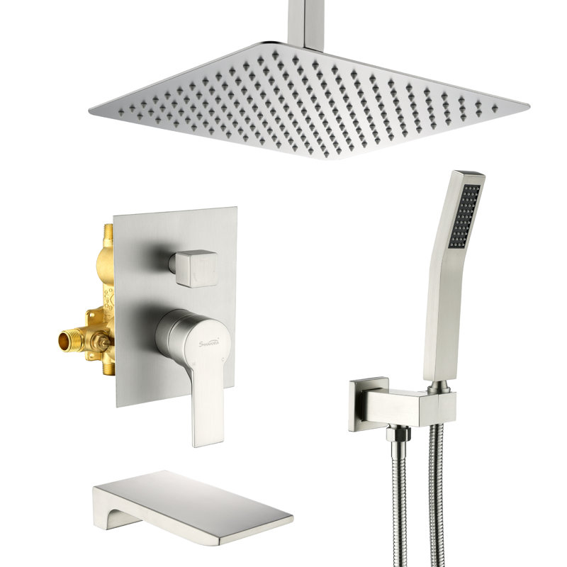 Robinet de douche avec valve brute, Nickel brossé