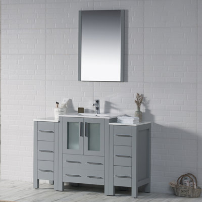Ensemble de meuble-lavabo de salle de bain simple avec miroir 49 po Mance