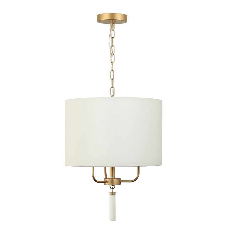 3 - Light Pendant, White, Painted Gold