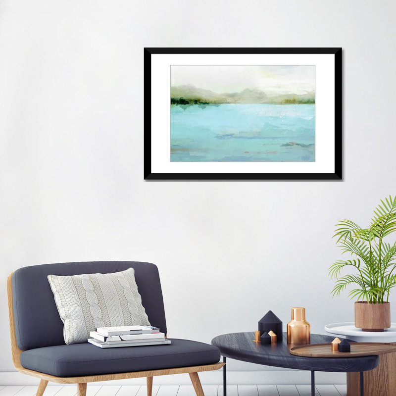 « lake », impression sur toile, Papier d'art encadré noir, Blanc, H 24 po x l 32 po x P 1 po