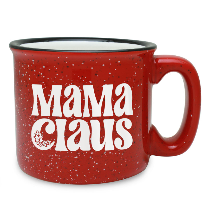 Mama Claus Red Ceramic Camp Mug