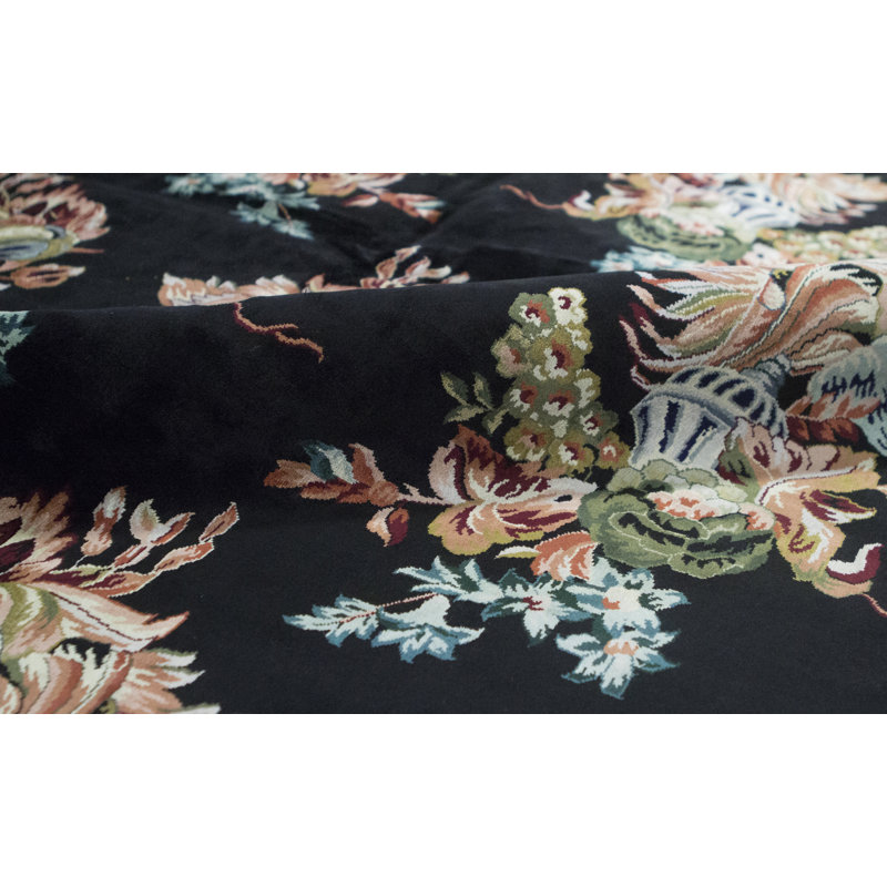 Tapis rose et bleu noué à la main de haute qualité