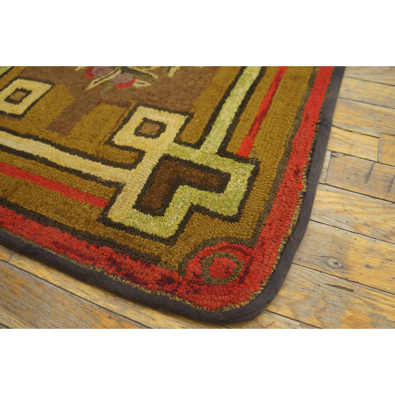 Tapis crocheté antique en laine des années 1890