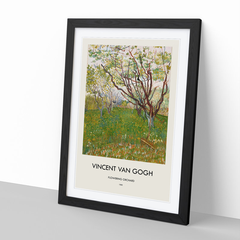 Flowering Orchard by Vincent Van Gogh - Single Picture Frame Print, 65cm H x 48cm W x 2cm D, Black Framed