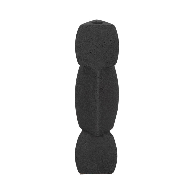 Candlestick Candle Holder, 12" H x 4" W x 4" D, Black
