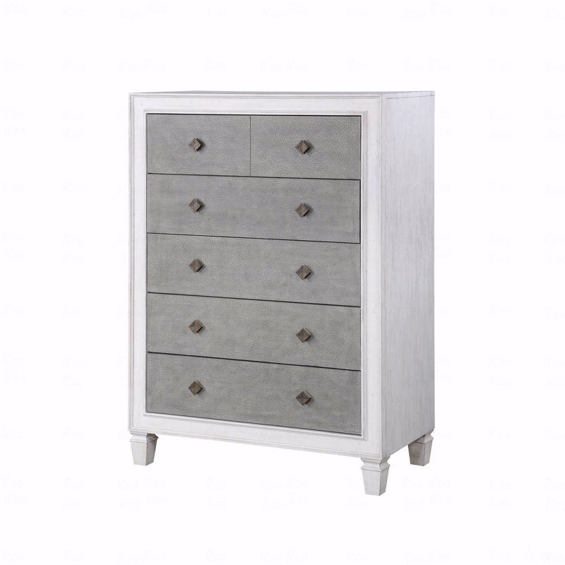 Commode au fini rustique gris et blanc vieilli (commode)