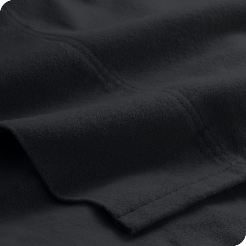 Flannel Machine Woven Sheet Set, Black, Queen Sheet Set with 2 Pillowcases