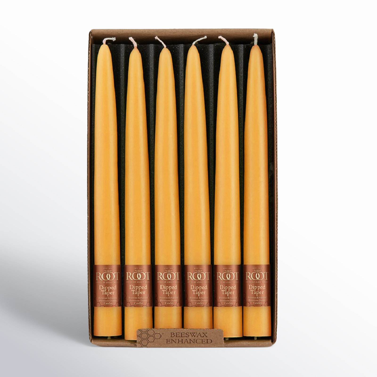 Unscented Taper Candle Set, 9" H x 0.88" W x 0.88" D, Butterscotch