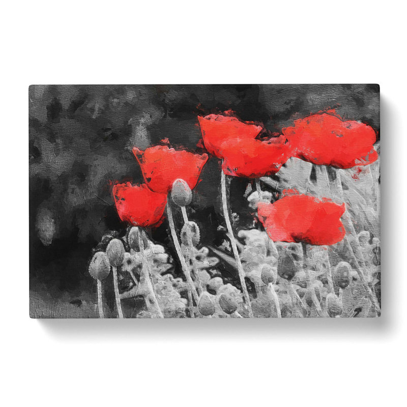Poppy Field In Abstract - Wrapped Canvas, 40cm H x 60cm W x 3cm D