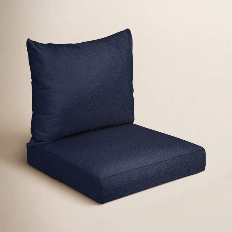 Fleming Indoor/Outdoor Seat/Back Lounge Chair Cushion, Navy, 23 in W x 27 in D x 5 in H