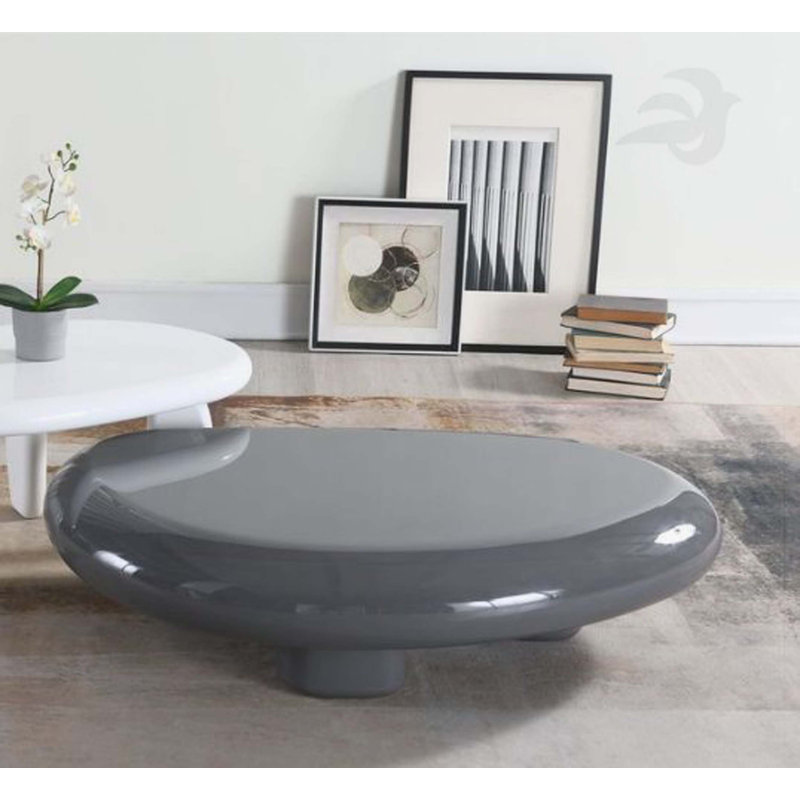 Charlene Gray High Gloss Coffee Table, 12" H x 29" L x 46" W, Gray